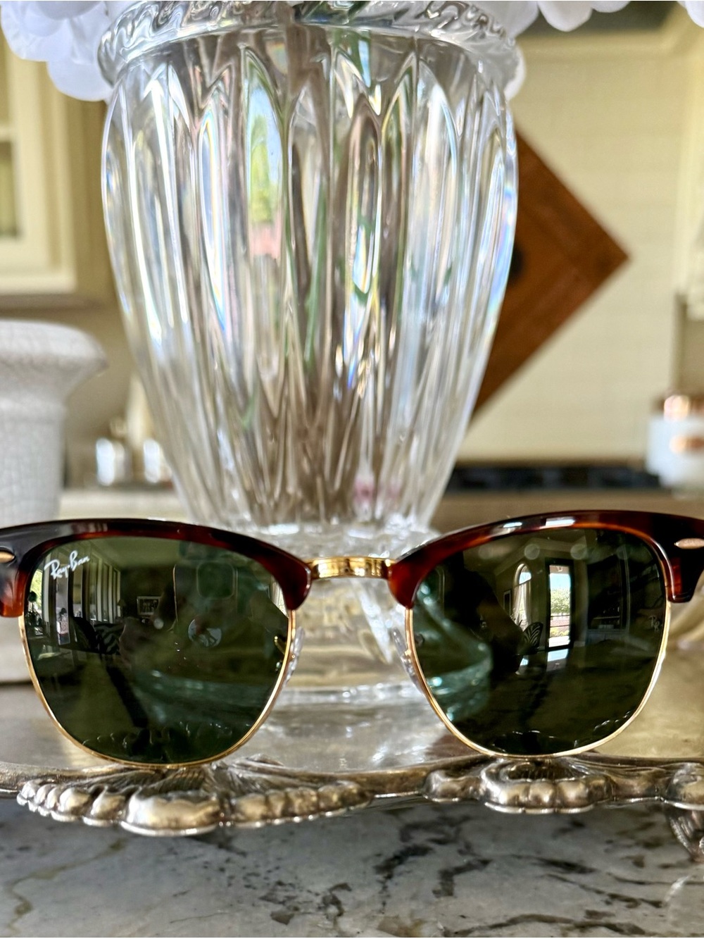 Ray-Ban Brown Tortoise & Green Clubmaster Sunglasses